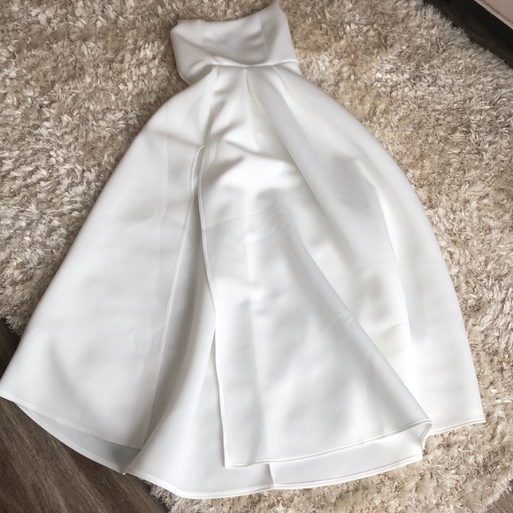 white scuba bandeau maxi dress